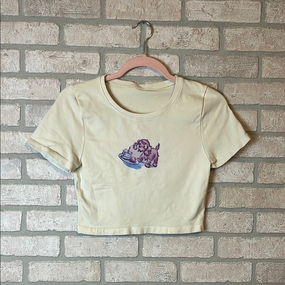 Spandex Birthday Print Crop Top- Size L